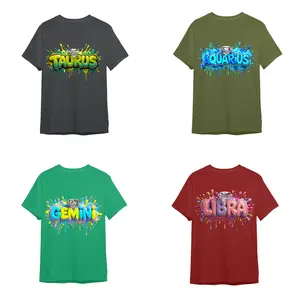 Y2K Zodiac Drip T-Shirt, Custom Astrology Crewneck Gift for Black, Military Green, Irish Green, Maroon