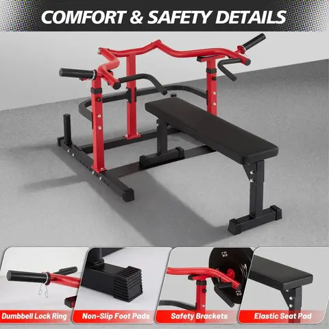 GARVEE Plate-Loaded Chest Press Machine - Heavy-Duty Steel Functional At Home Gym Workout Equipment, Adjustable Converging Arms, Flat Bench, 1050lb Capacity, Flexible Setup for Adjustable Chest & Triceps Training