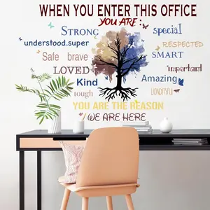 Office Inspirational Quotes Wall Decals Positive Sayings Peel and Stick Plants Wall Stickers for Work Motivational Teamwork Company Art We are A Team Wall Decor