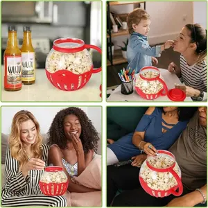 Microwave Popcorn Popper for Office, Compact Glass Popcorn Maker, Quick 3-Minute Pop, Ideal for Office Break, Afternoon Tea, Team Snack Time