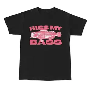 Kiss My Bass Vintage Style Fishing T-Shirt, Fisher Graphic Shirt Pink Design Limited Edition Menswear Birthday Christmas Day Menswear Birthday Unisex tee