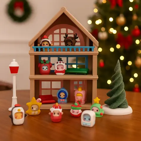 Adorable Peasy Peas & Friends – Christmas Edition | Articulated Christmas Figurines Lightweight Ornaments
