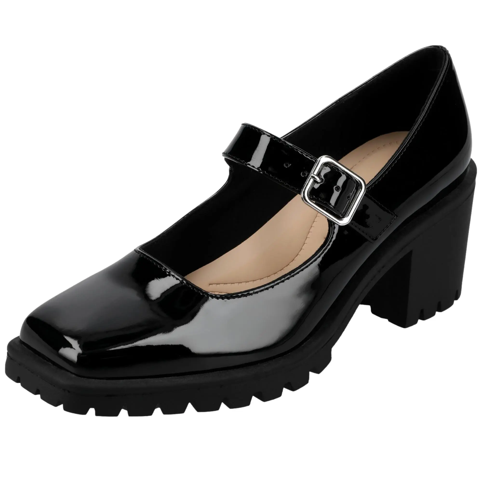 Journee Collection Gladys Mary Jane Square Toe Patent / Black  GLADYS-PBL Women's