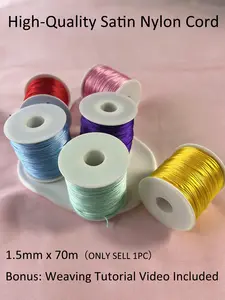 1.5mm X 70m Satin Nylon Cord String for DIY Bracelets, Necklaces & Jewelry Crafting, Beading, Ultra-Durable Versatility Macrame String Multi-Color Available