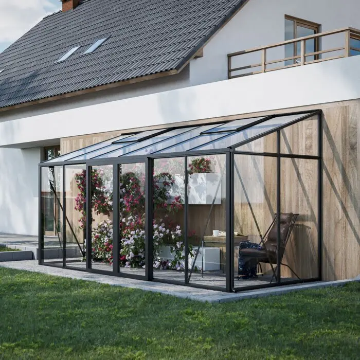 Lean-To Tempered Glass Greenhouse