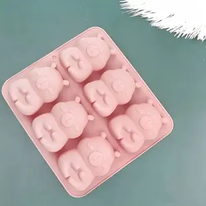 6-Piece Hugging Bear Cake Molds, Multi-Expression Cartoon Rice Pudding Jelly Mold, Food Grade Silicone Soap Moulds