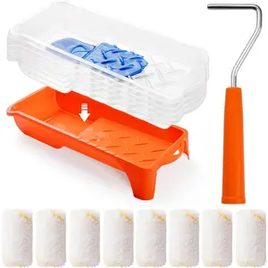 15 Pack 2 Inch Small Paint Roller Kit with Microfiber Paint Roller Covers Paint Tray Paint Tray Liner Mini Paint Roller for Painting Corners