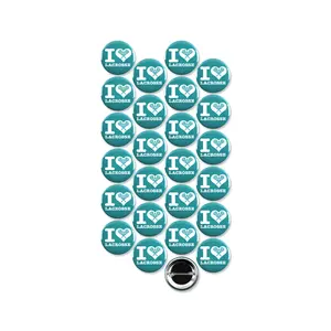 25 Pack - I "Heart" Lacrosse Sports Pinback Buttons - 1.5 Inch