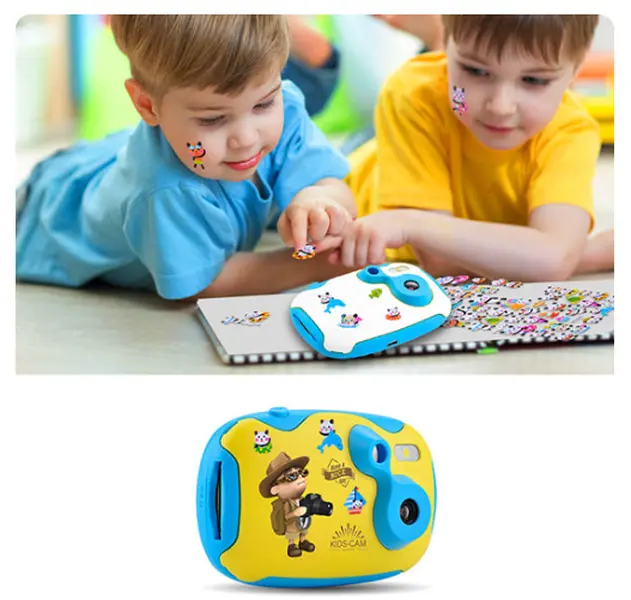 Kids Digital Camera for Girls & Boys | Toddler Toy Camera with Selfie Mode | Blue & Pink | Ages 3-8 | Cartoon Sticker Camera Gift