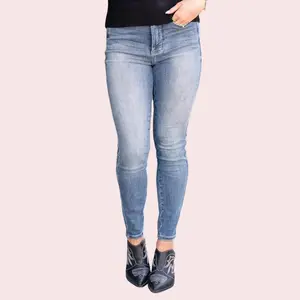 Judy Blue Tummy Control High Waist Contrast Wash Skinny Jeans 88767, Stretchy Comfortable Womenswear Denim Spandex Bottom