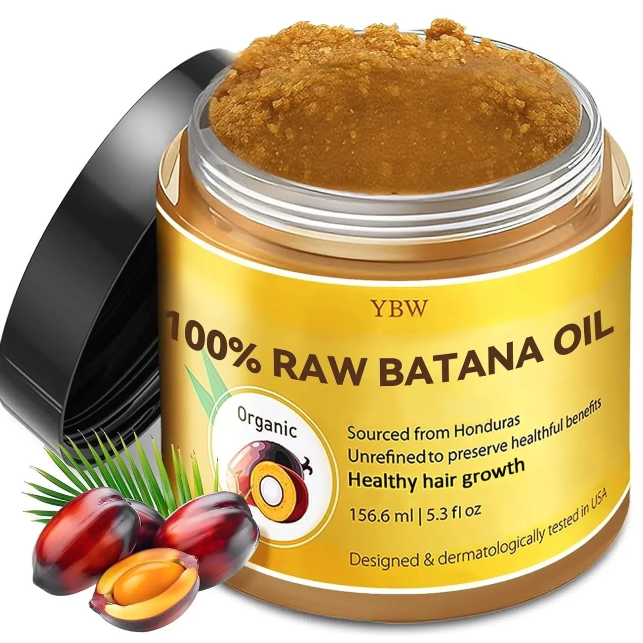 Raw Batana Oil for Hair Growth by Dr. Sebi Organic Raw Honduras Oil - 100% Pure & Natural Botana Paste for Thicker, Stronger Hair for Men and Women