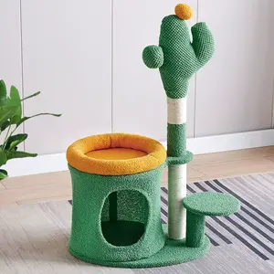 Starmen Cactus-Themed Cat Tree with Cozy Bed & Scratching Post - Comfortable Design for Cats