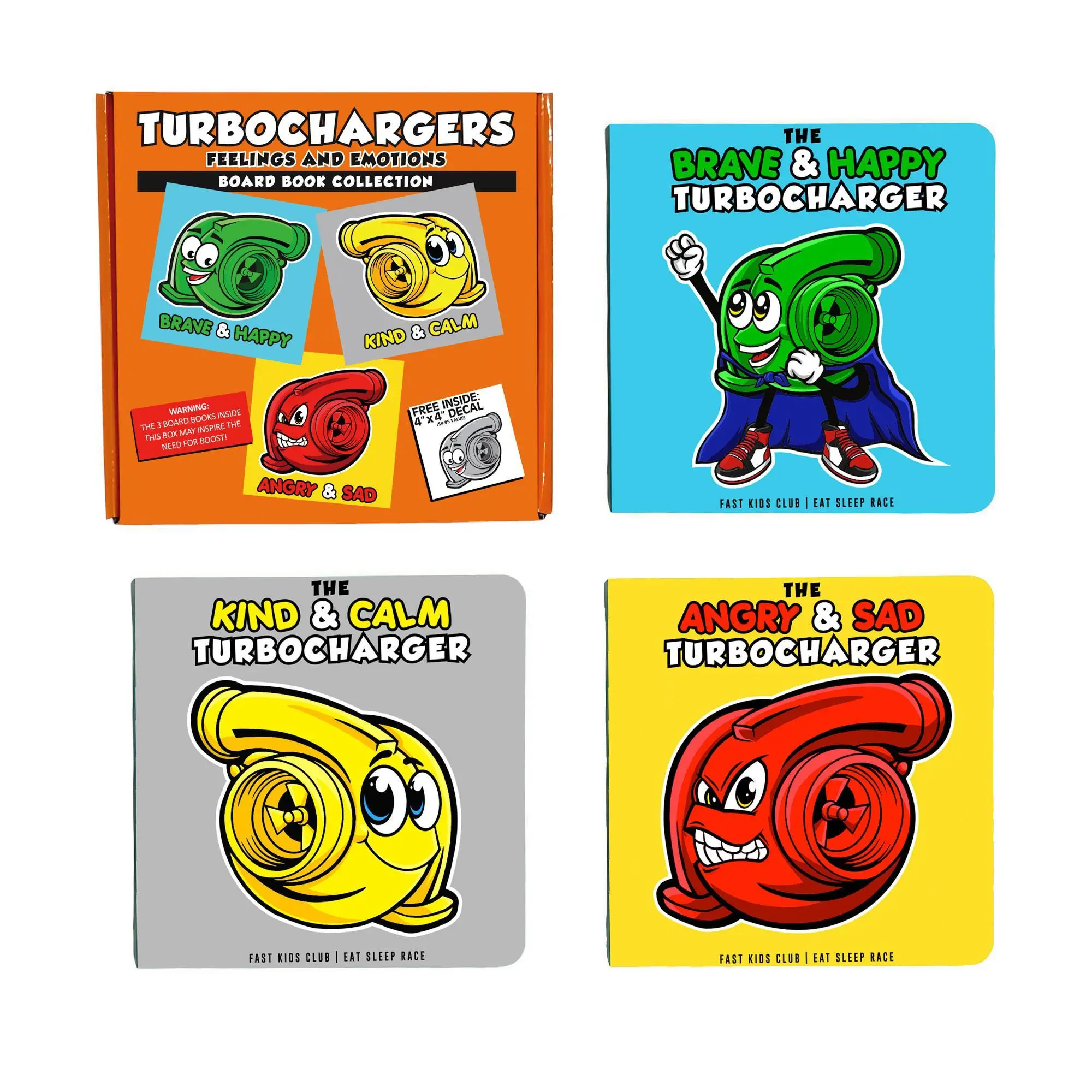 Box Set -Turbochargers Feelings and Emotions! 3 Kids Board Books - Learn about Feelings and Emotions Board Book Collection Box Set