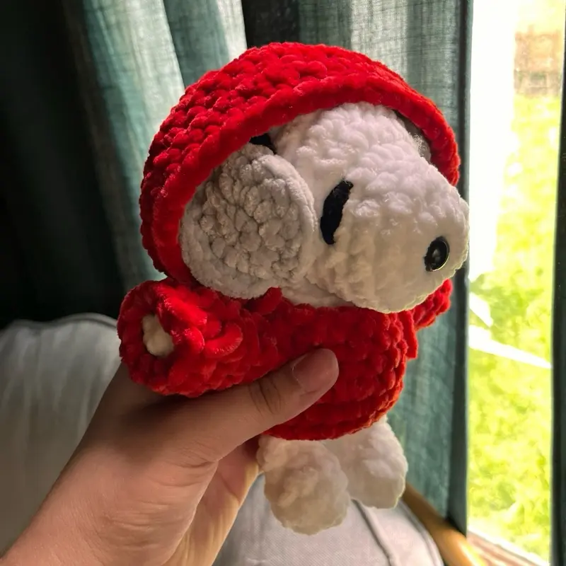 Handmade crochet Dog with headphones