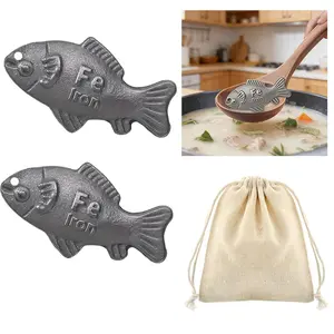 2 Pcs Iron Fish Cooking Tool, Lucky Iron Fish for Iron Deficiency, Natural-Iron Supplement to Reduce Risk of Iron Deficiency, Ideal for Anemia, Vegans & Women, IronFish for Cooking Great Gift Reusable Kitchen