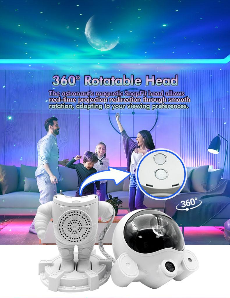 Galaxy Astronaut Projector Lamp with Bluetooth Music Speaker Timer Nebula Star Space Projector Night Light for Kids Gift Home Decor White Noise Room Remote Control