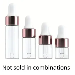 10pcs Mini Dropper Bottle, Glass Empty Essential Oil Aromatherapy Bottle, Rose Gold Cap Pipettes Bottle, Reusable Glass Bottle