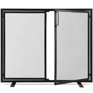 Best Choice Products 38.5x31in 2-Door Fireplace Screen, Handcrafted Wrought Iron Spark Guard w/ Magnetic Doors
