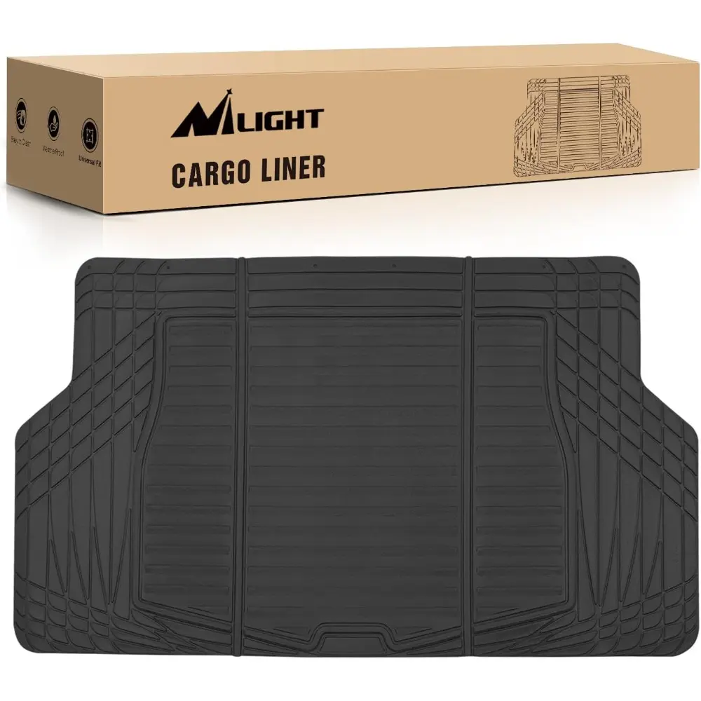 Rubber Cargo Mats For Trucks,SUVs,Universal Trim to fit for Most Vehicles,All Protection Heavy Duty Cargo Liners
