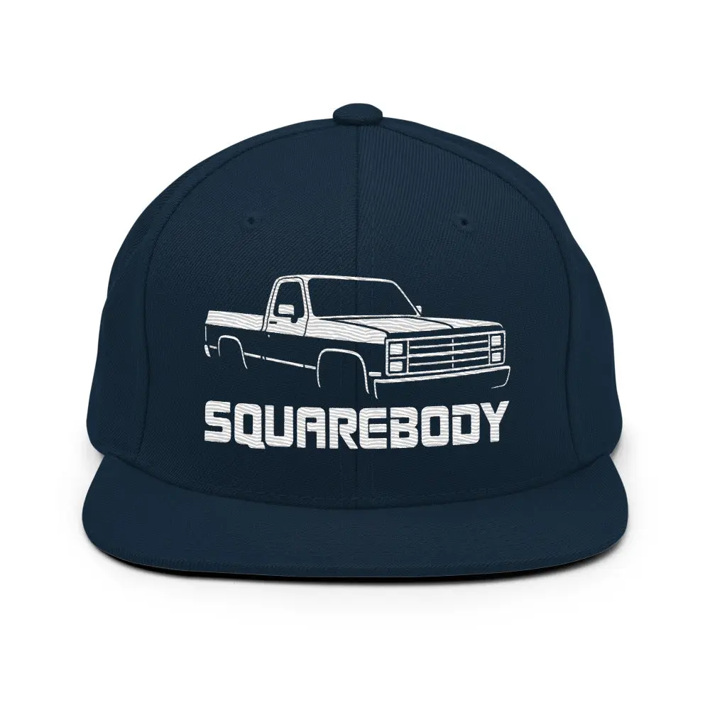 Squarebody Chevy Truck Snapback Hat – Classic C/K Pickup Flat Bill Cap | Embroidered Vintage Square Body