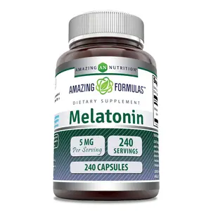 Amazing Formulas Melatonin Supplement | 5 Mg per Serving | 240 Capsules | Non-GMO | Gluten-Free | Made in USA