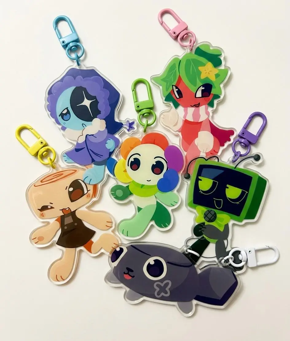 Dandy’s World || Matte Clear Acrylic Keychains || Dandy, Vee, Astro, Shelly, Pebble, & Sprout