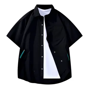 Men’s new summer short-sleeve shirt, casual youthful outerwear, lightweight design, stylish lapel collar, men’s summer fashion styling