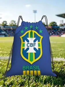 1 pc Brazil Football Print Drawstring Bags Men Women Storage Backpack Teenager Travel Bag Multi-function Pocket Match Day Essentials