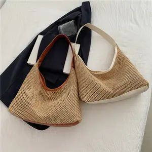 Korean INS Style Retro Woven Straw Tote Bag for Women, Large Capacity Underarm Shoulder Bag, Boho Vacation Beach Handbag, Perfect for Summer Travel, Beach Trips, Shopping & Casual Daily Outings,summervibes