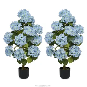 3ft Artificial Hydrangea Flower Pot, Realistic Silk Hydrangea Flower Tree with Decorative Pebbles and Planter, Suitable for Home, Office, Patio, Porch, Indoor and Outdoor DecorationCCSummitSway27