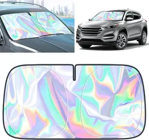 Laser Reflective Car Windshield Sunshade – Upgraded Premium Heat & UV Blocking | Quick-Fold 57x29.5" Universal Fit Sun Blocker – Fits Most Sedans, SUVs & MPVs