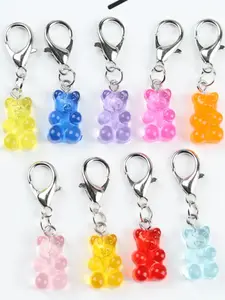 20pcs Mini Cute Resin Bear Keychain Bag Pendant Kawaii Set, transparent Bear Shape Handmade DIY Pendant, Suitable For Birthdays, Weddings And Other Occasions, Ideal Decorative Gifts For Family, Friends Or Teachers