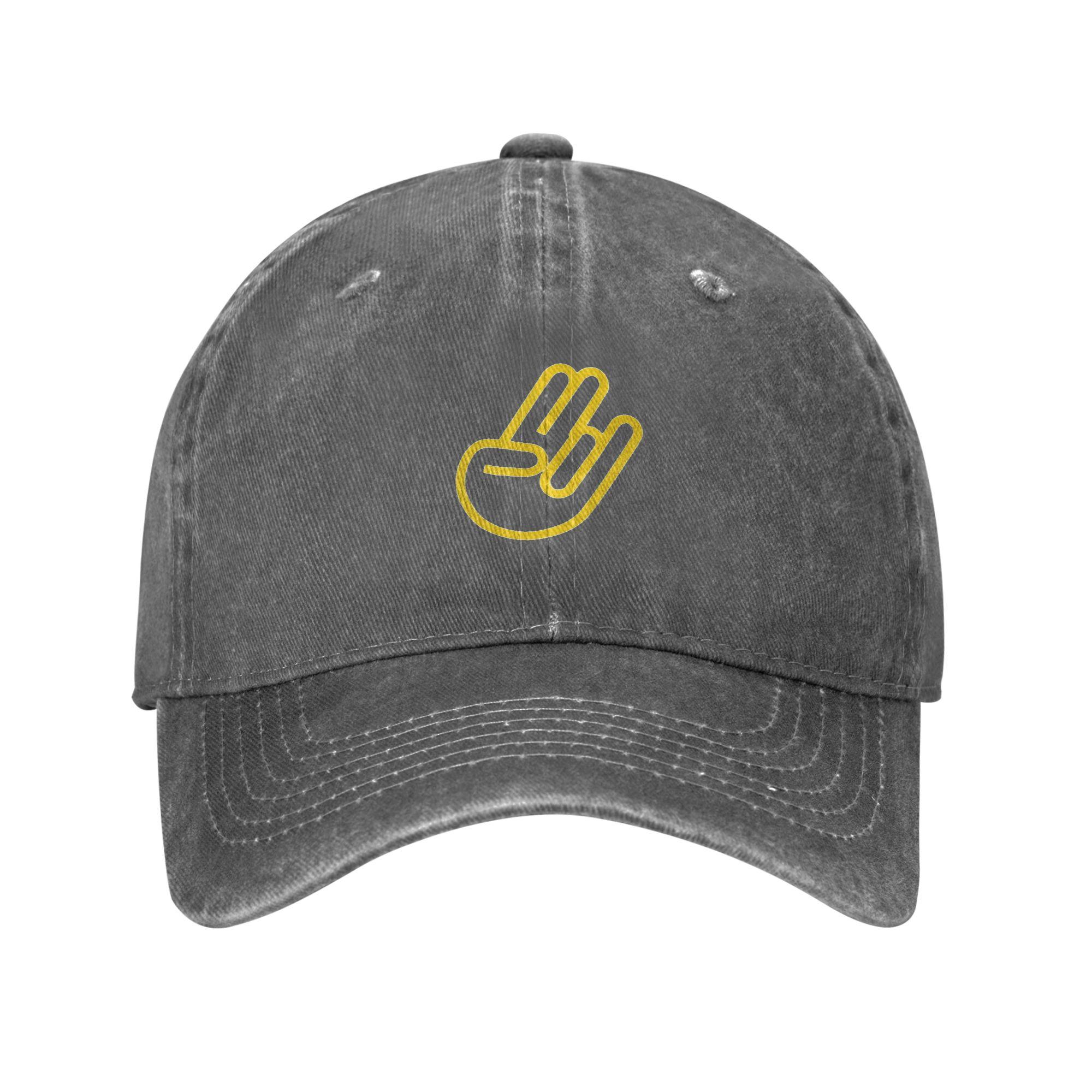 Vintage Washed Cotton Baseball Cap Creative Hand Gesture Graphic Dad Hat Unisex Adjustable Streetwear