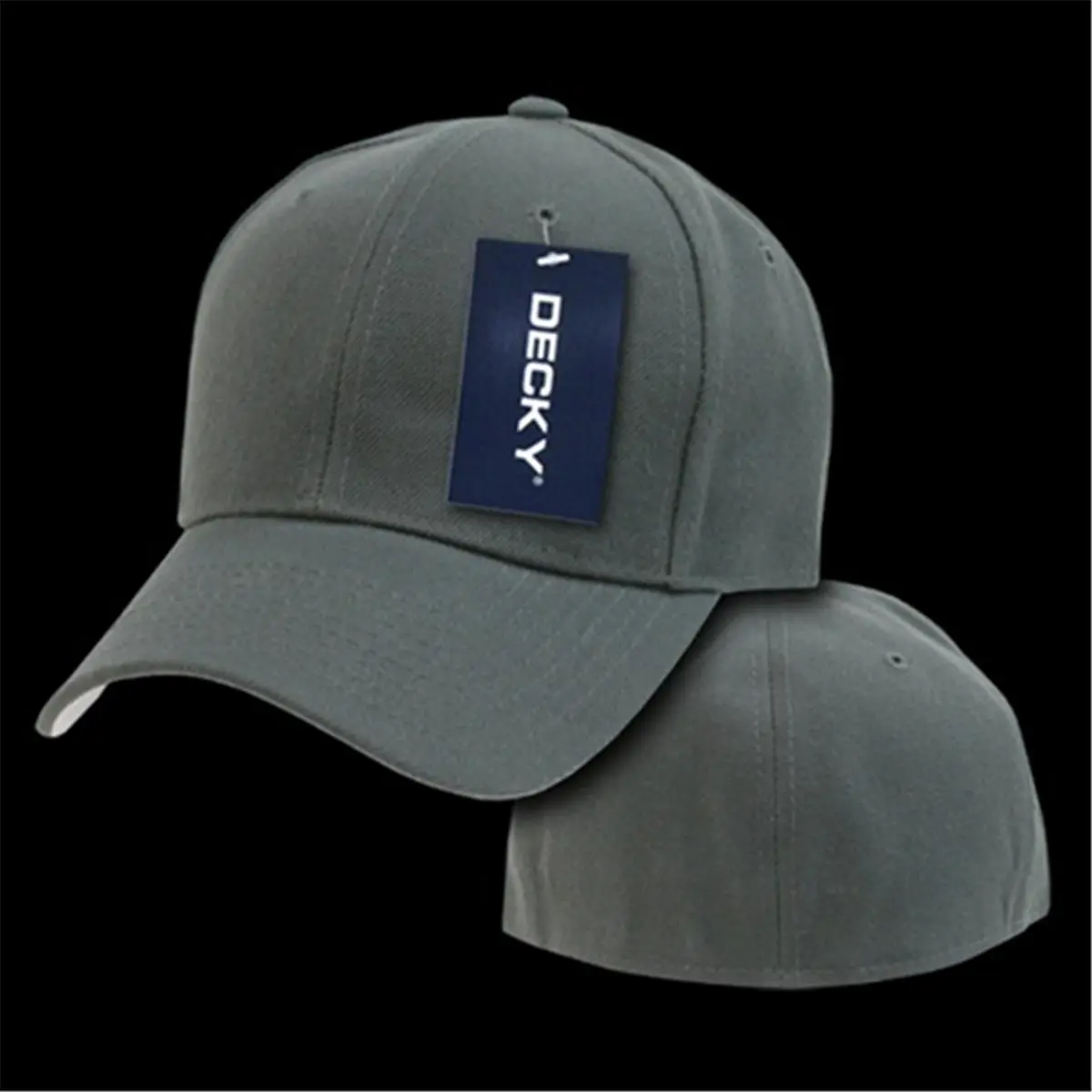 DECKY 212 MAIN Classic Acrylic Pre-Curved Fitted Casual Outfits Cap - Charcoal, Model 802, Size 6.75, Fitted Cap