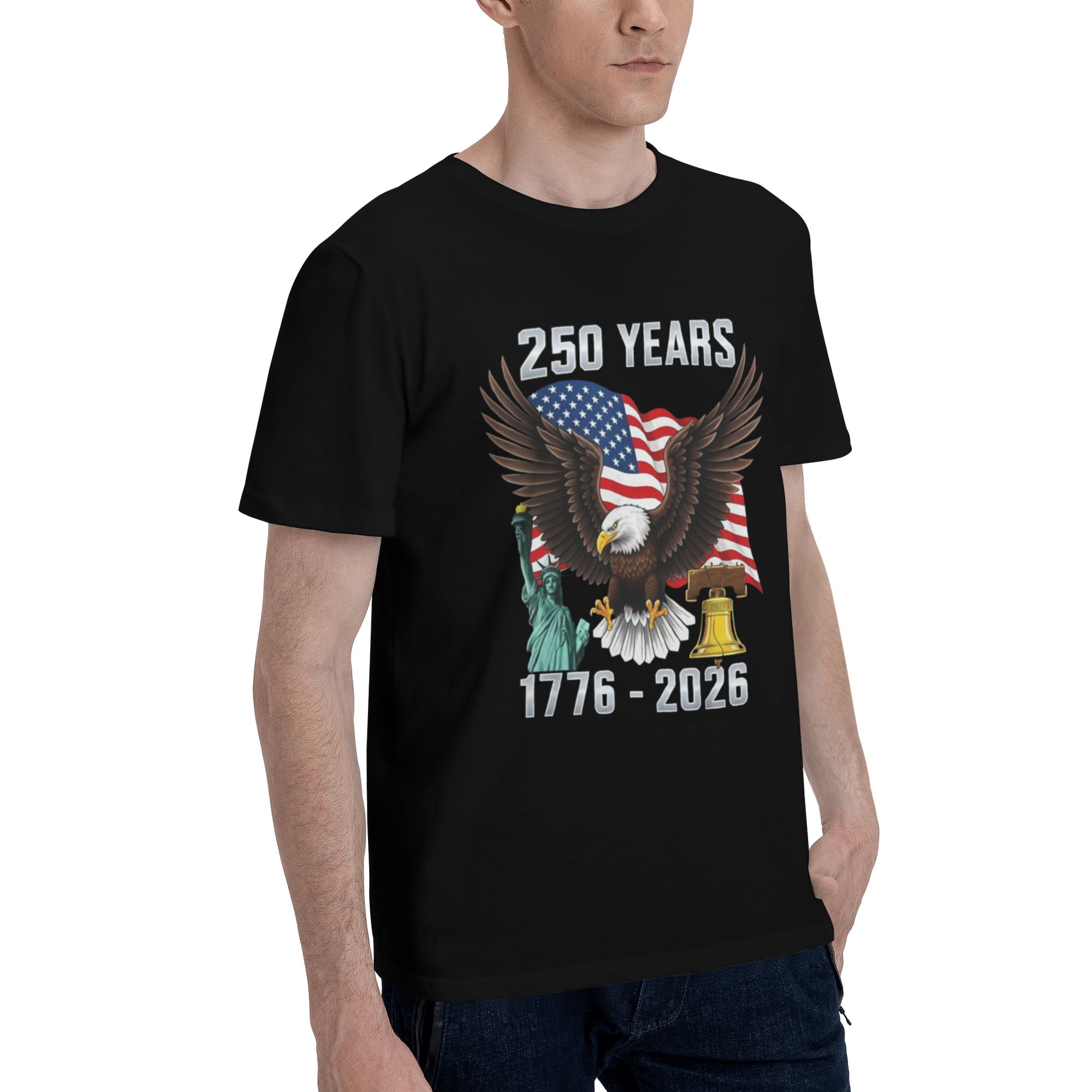 202 USA 250th Anniversary 1776-2026 Eagle Patriotic T-Shirt Proud Americans Breathable summer leisure