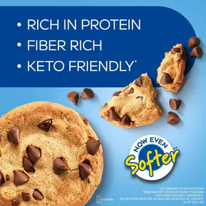Chocolate Chip Protein Cookie, Protein Dessert, Rich in Fiber, 3g Net Carb, 1g Sugar, Keto Friendly, 4 Count