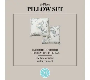 Martha Stewart Charming Foliag e 18"x18" Outdo or Pillow 2-Pac