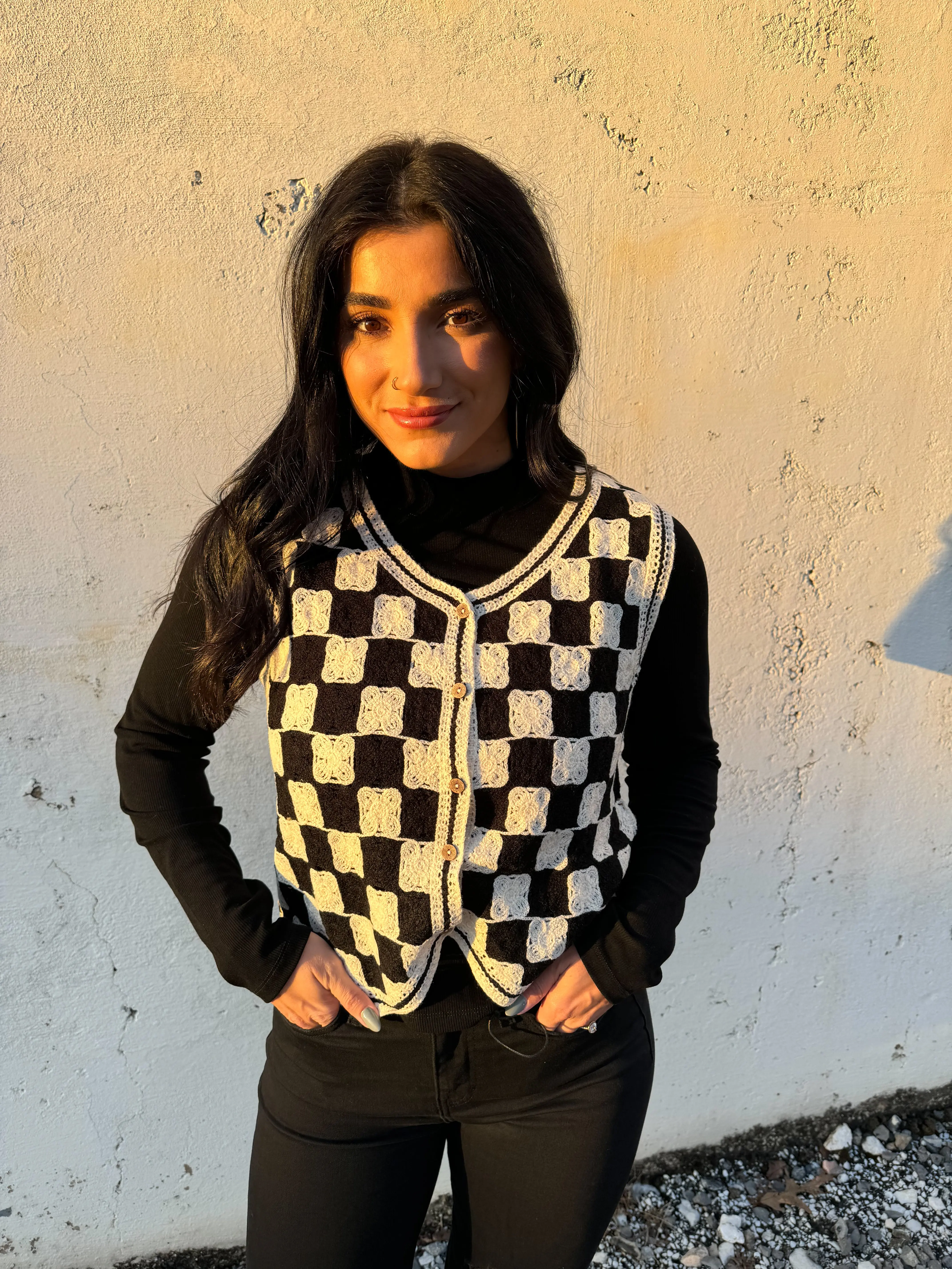 Checkered Knit Vest Checkered Knit Vest