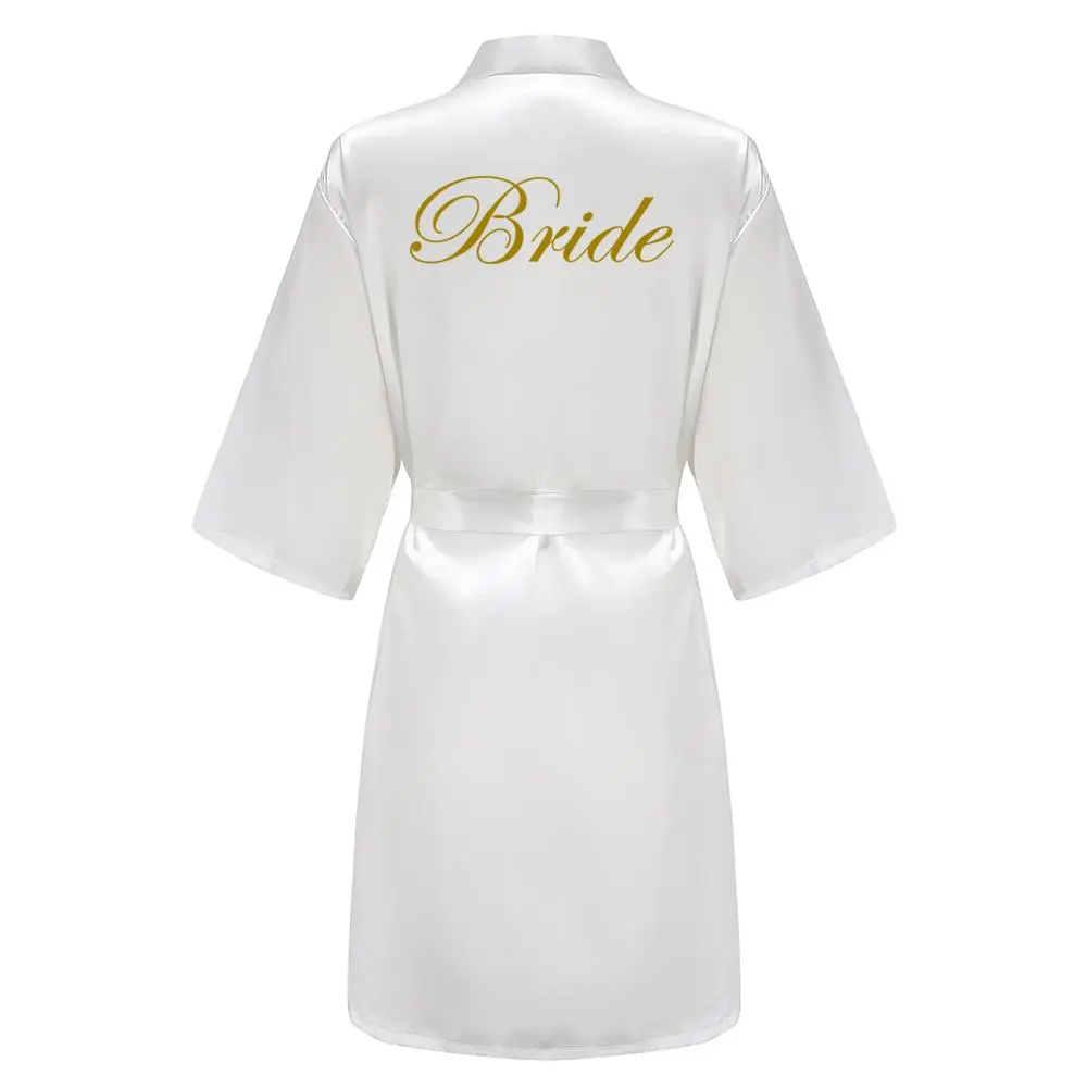 New Bathrobe Bride Satin-Silk Robe Women Bridal Party Sister Team Mother Shower Gift Bridesmaid Wedding Short Robes New Bathrobe Bride Satin-Silk Robe Women Bridal Party Sister Team Mother Shower Gift Bridesmaid Wedding Short Robes