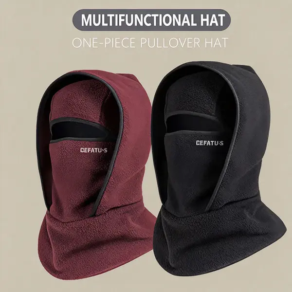 Outdoor Winter Warm Hat Neckband Integrated Cycling Mask Sports Ski Head Cover Neck Windproof Cold One-Piece Pullover Hat