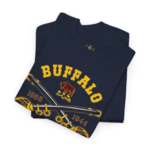 Buffalo Soldiers (MADE TO ORDER) Men's Heavy Cotton Tee Vintage Military T-shirt Black History Apparel Unisex Graphic Shirt Gift for History Buffs Classic Fit Casual Women's Wear Ribbed Seamless Soft Fabric Top Day