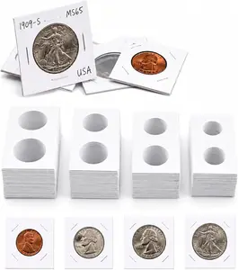 200 Pack Staple-Type Cardboard Coin Holders 2x2 with Mylar Windows – Assorted 6 Sizes Coin Flips for Penny, Nickel, Dime, Quarter & Dollar Coin Collectors Storage