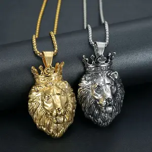 Vintage Lion Head Crown Pendant Necklace | A stylish accessory suitable for all seasons | The ideal gift for a fashionable boy