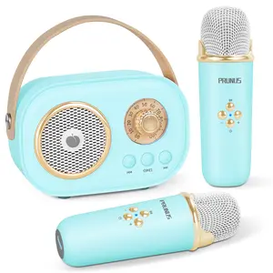 PRUNUS C20 Mini Karaoke Machine Portable Bluetooth Speaker with Wireless Microphone 6 Sound Modes for Kids Home Party Birthday Gifts for Girls Boys