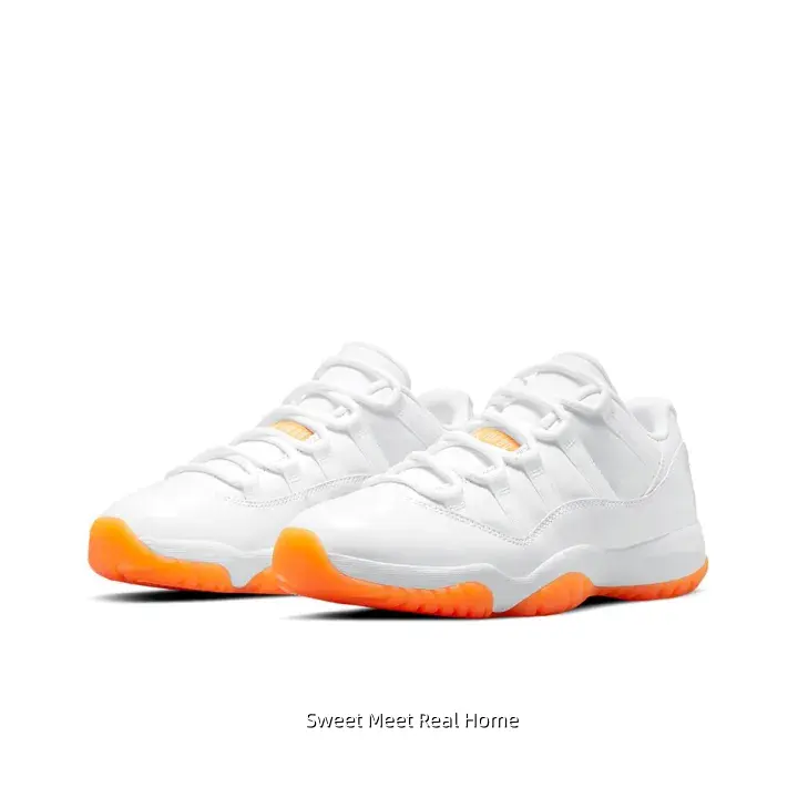 Solid White Leather Low Top Casual Sneakers, Wear Resistant Orange Transparent Rubber Sole Lace Up Outdoor Minimal Street Basketball Shoes