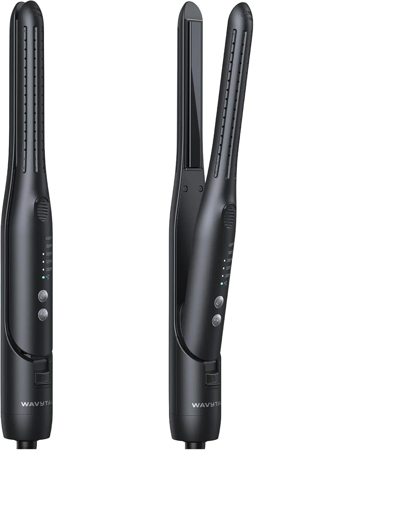 Wavytalk Cool Curl Pencil 0.65" Airflow Curling Iron for Short Hair & Pixie | 360º Cool Airflow Reduces Damage, Anti-scald, Precise Root Styling Control, 2-in-1 Small Flat Iron & Curler, Black