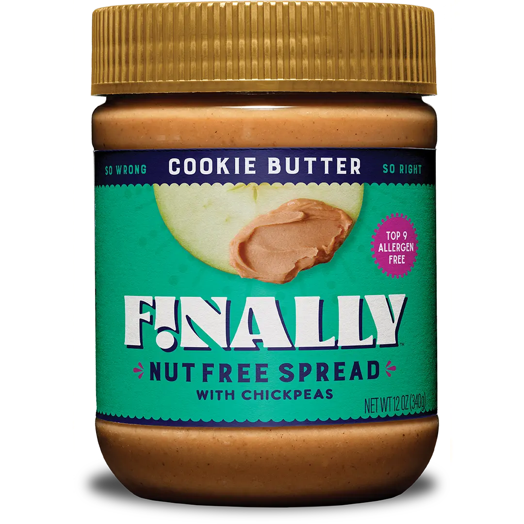 Finally Nut Free Cookie Butter with Chickpeas - 27% Less Sugar Than Leading Brands - Contains Protein, Fiber, Prebiotics & Iron - Vegan, Gluten-Free, Dairy-Free, Soy-Free, Nut-Free