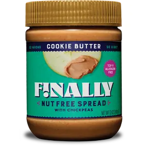 Finally Nut Free Cookie Butter with Chickpeas - 27% Less Sugar Than Leading Brands - Contains Protein, Fiber, Prebiotics & Iron - Vegan, Gluten-Free, Dairy-Free, Soy-Free, Nut-Free