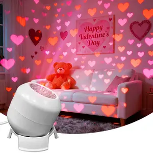 USB Powered LED Projection Lamp, Heart Pattern, Valentine's Day Ideal Gift, Bedroom/living Room Night Light, Adjustable Ambiance Lighting