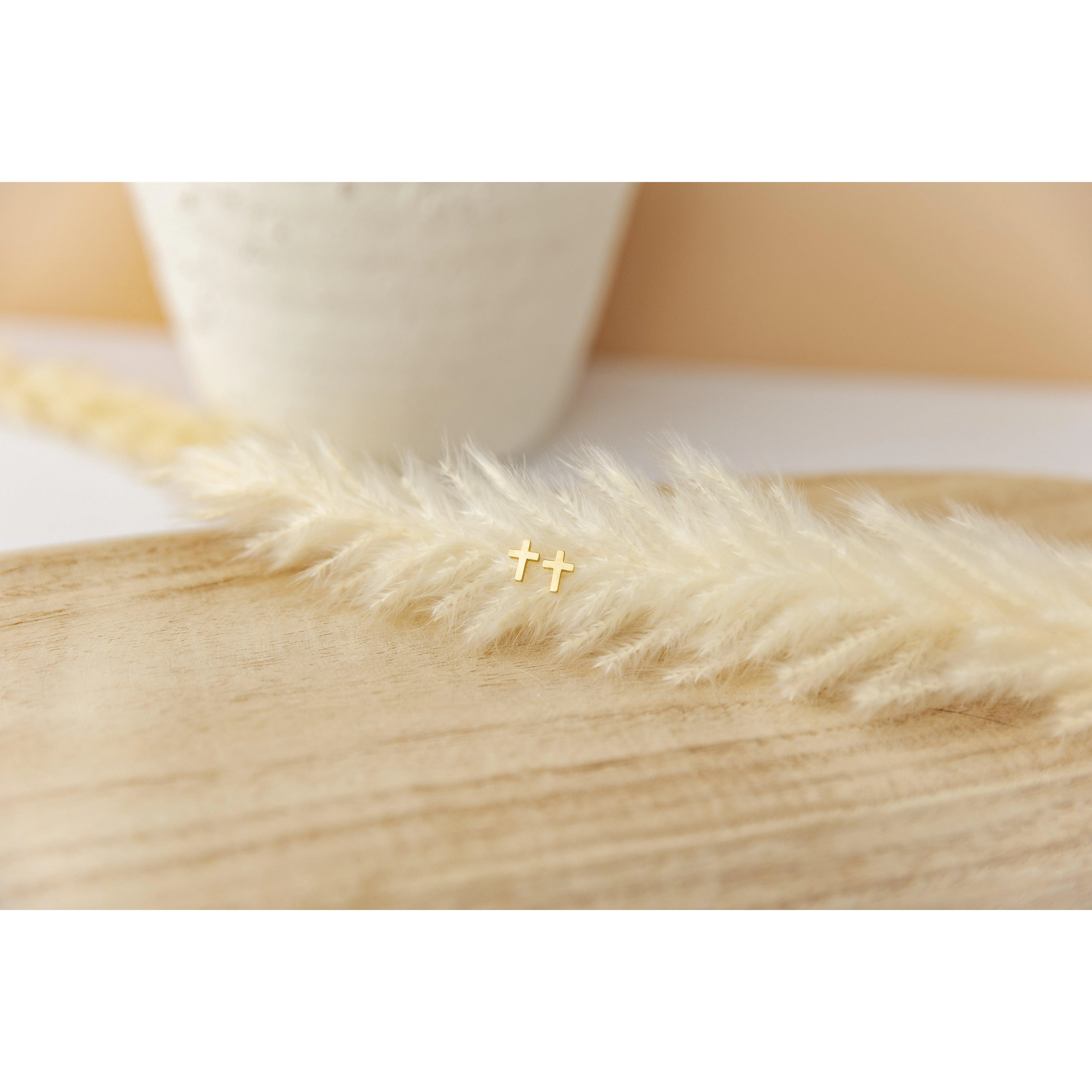 Marked Mini Cross Earrings